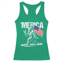 Funny 4th Of July Bigfoot Merica Racerback Tank Top Patriotic Sasquatch American US Flag - Wonder Print Shop