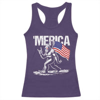 Funny 4th Of July Bigfoot Merica Racerback Tank Top Patriotic Sasquatch American US Flag - Wonder Print Shop
