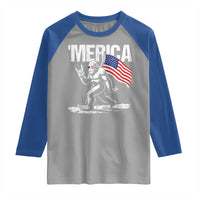Funny 4th Of July Bigfoot Merica Raglan Shirt Patriotic Sasquatch American US Flag - Wonder Print Shop