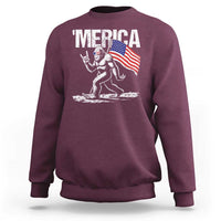 Funny 4th Of July Bigfoot Merica Sweatshirt Patriotic Sasquatch American US Flag - Wonder Print Shop