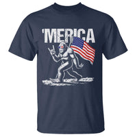 Funny 4th Of July Bigfoot Merica T Shirt Patriotic Sasquatch American US Flag - Wonder Print Shop