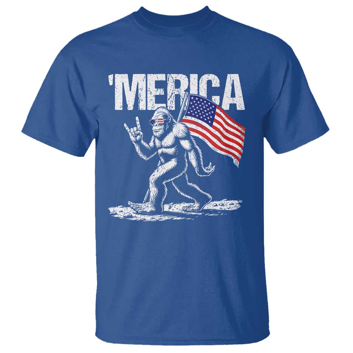 Funny 4th Of July Bigfoot Merica T Shirt Patriotic Sasquatch American US Flag - Wonder Print Shop