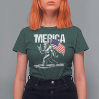 Funny 4th Of July Bigfoot Merica T Shirt For Women Patriotic Sasquatch American US Flag - Wonder Print Shop