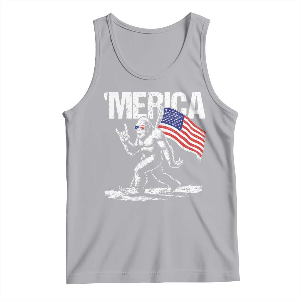 Funny 4th Of July Bigfoot Merica Tank Top Patriotic Sasquatch American US Flag - Wonder Print Shop