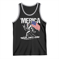Funny 4th Of July Bigfoot Merica Tank Top Patriotic Sasquatch American US Flag - Wonder Print Shop