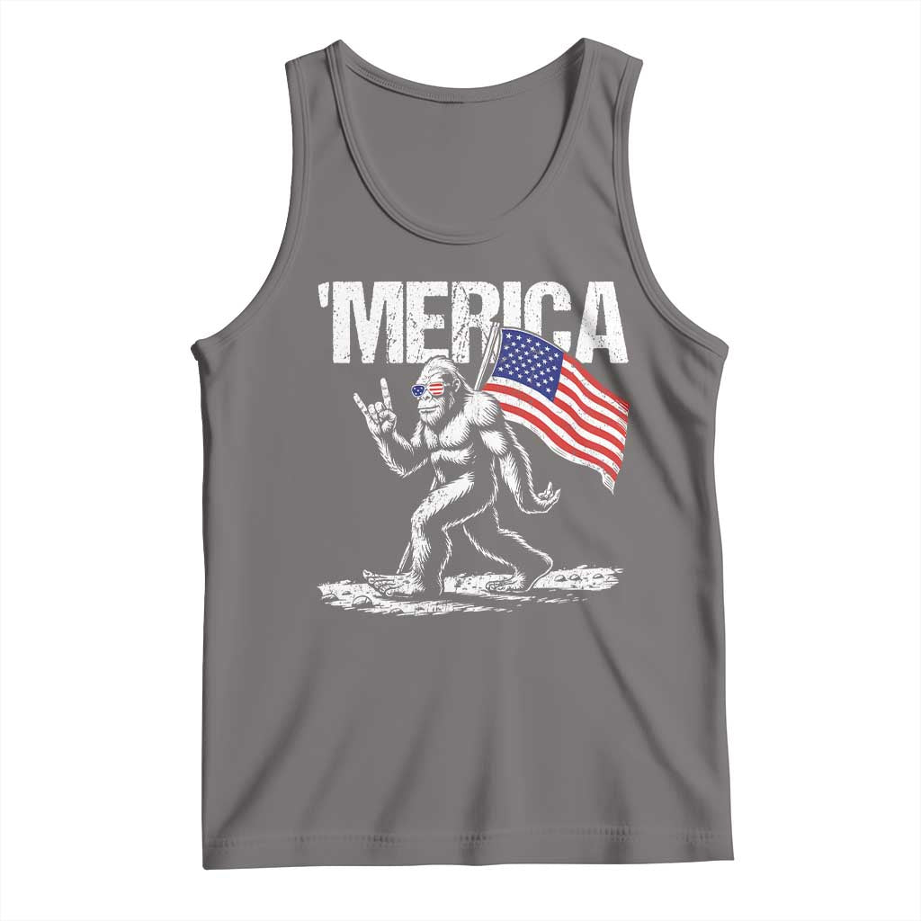 Funny 4th Of July Bigfoot Merica Tank Top Patriotic Sasquatch American US Flag - Wonder Print Shop