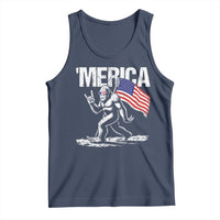 Funny 4th Of July Bigfoot Merica Tank Top Patriotic Sasquatch American US Flag - Wonder Print Shop