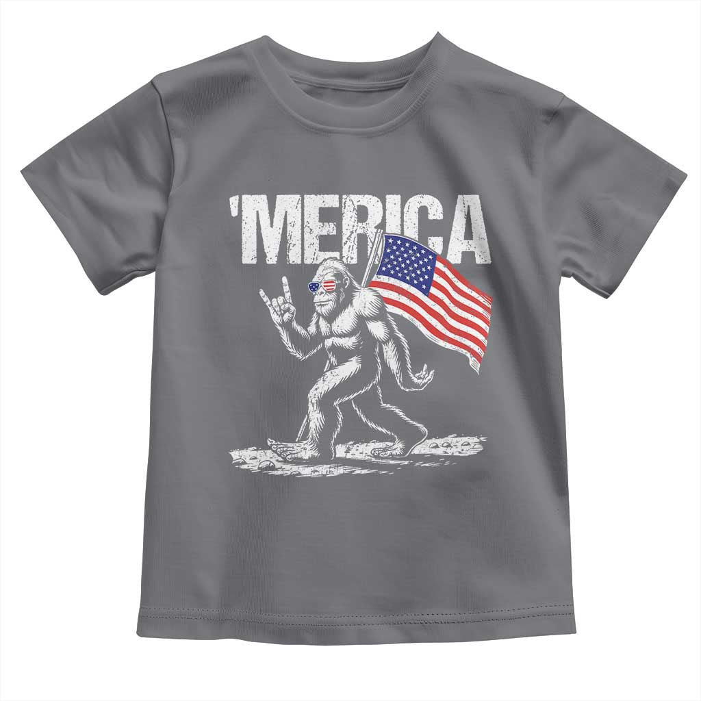 Funny 4th Of July Bigfoot Merica Toddler T Shirt Patriotic Sasquatch American US Flag - Wonder Print Shop