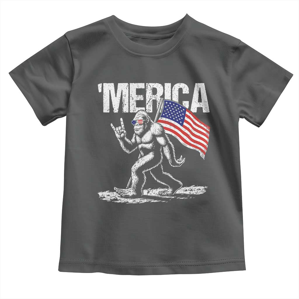 Funny 4th Of July Bigfoot Merica Toddler T Shirt Patriotic Sasquatch American US Flag - Wonder Print Shop
