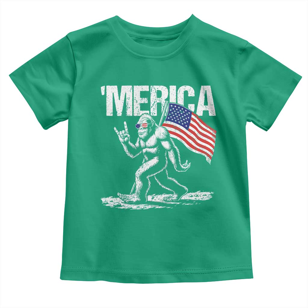 Funny 4th Of July Bigfoot Merica Toddler T Shirt Patriotic Sasquatch American US Flag - Wonder Print Shop
