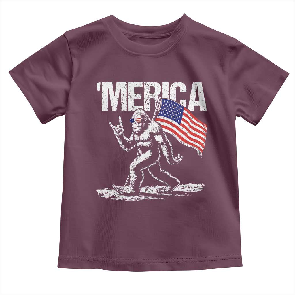 Funny 4th Of July Bigfoot Merica Toddler T Shirt Patriotic Sasquatch American US Flag - Wonder Print Shop