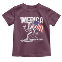 Funny 4th Of July Bigfoot Merica Toddler T Shirt Patriotic Sasquatch American US Flag - Wonder Print Shop