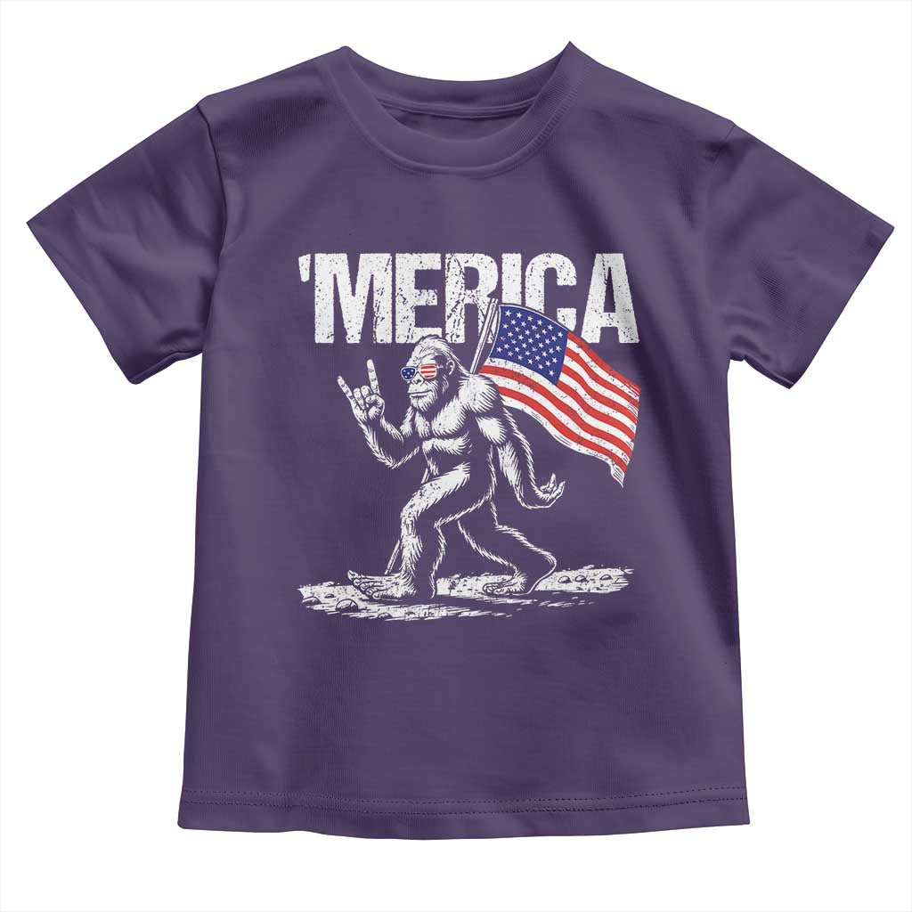 Funny 4th Of July Bigfoot Merica Toddler T Shirt Patriotic Sasquatch American US Flag - Wonder Print Shop