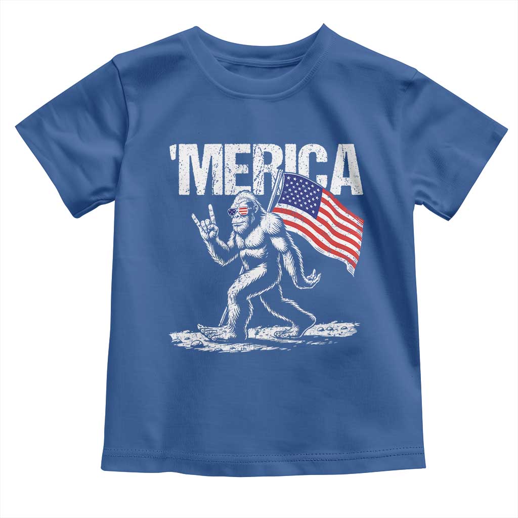 Funny 4th Of July Bigfoot Merica Toddler T Shirt Patriotic Sasquatch American US Flag - Wonder Print Shop