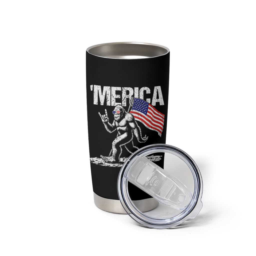 Funny 4th Of July Bigfoot Merica Tumbler Cup Patriotic Sasquatch American US Flag - Wonder Print Shop