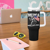 Funny 4th Of July Bigfoot Merica Tumbler With Handle Patriotic Sasquatch American US Flag - Wonder Print Shop