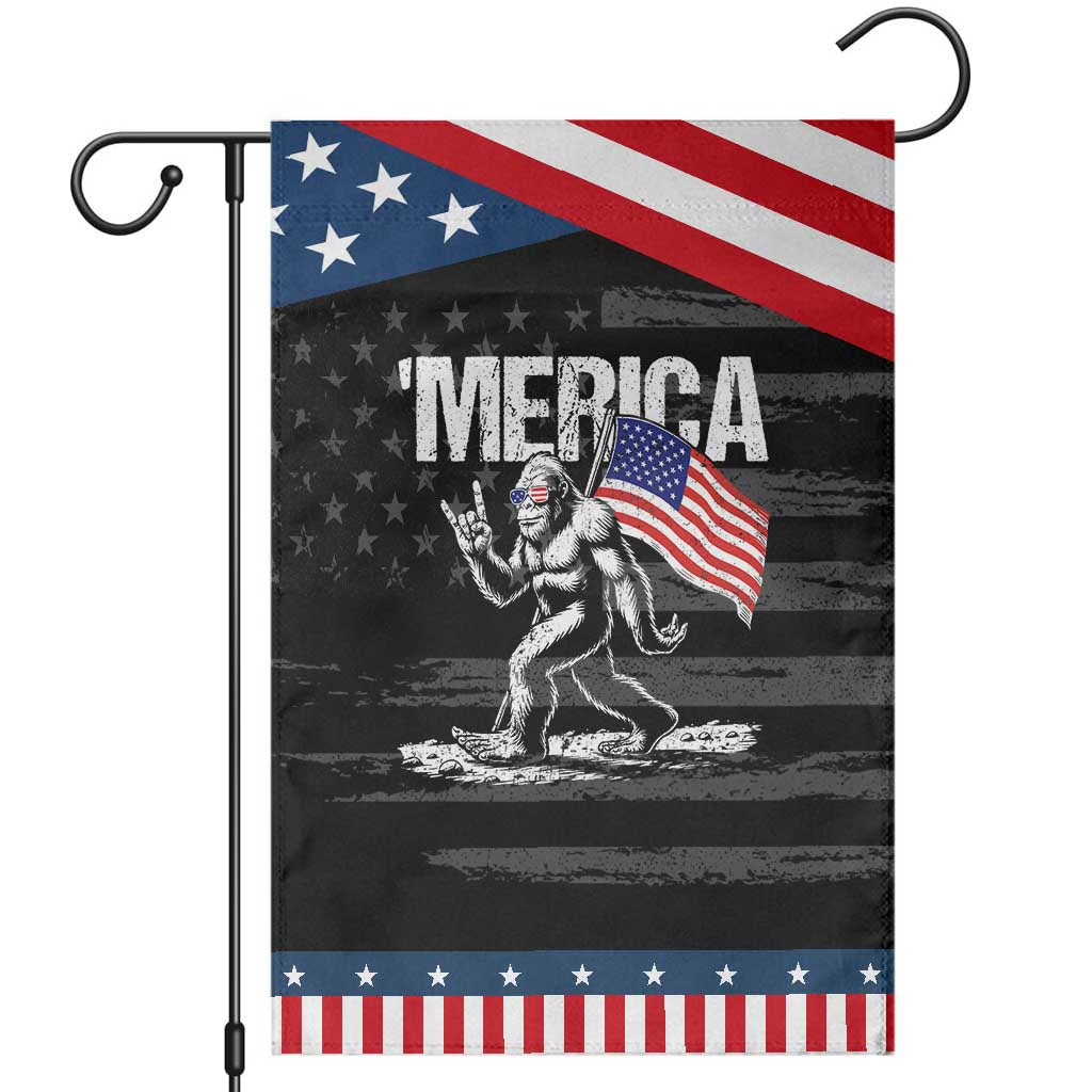 Funny 4th Of July Bigfoot Merica Garden Flag Patriotic Sasquatch American US Flag