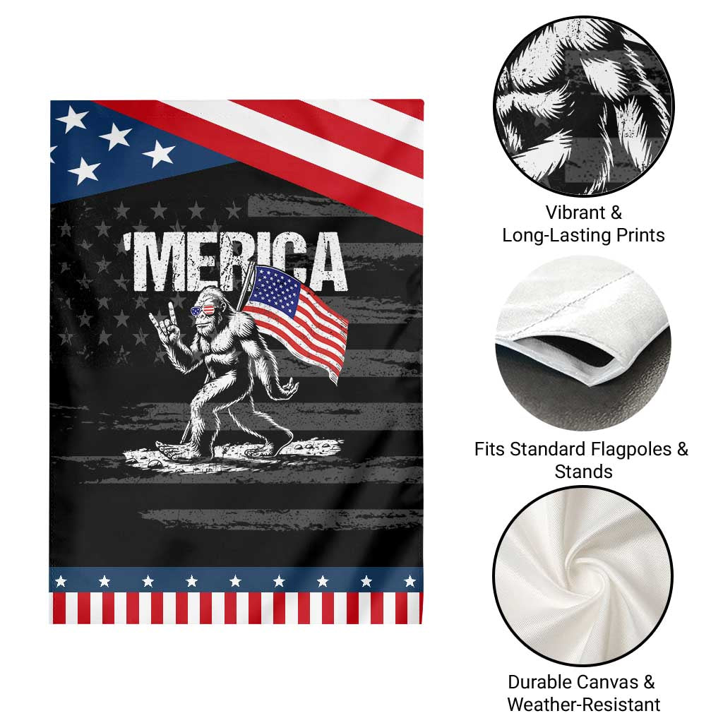 Funny 4th Of July Bigfoot Merica Garden Flag Patriotic Sasquatch American US Flag