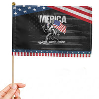 Funny 4th Of July Bigfoot Merica Patriotic Handheld Flag Sasquatch American US Flag
