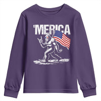 Funny 4th Of July Bigfoot Merica Youth Sweatshirt Patriotic Sasquatch American US Flag - Wonder Print Shop