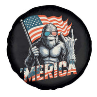 Funny Bigfoot Merica 4th Of July Spare Tire Cover American Flag Patriotic Sasquatch - Wonder Print Shop