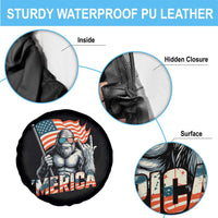 Funny Bigfoot Merica 4th Of July Spare Tire Cover American Flag Patriotic Sasquatch - Wonder Print Shop