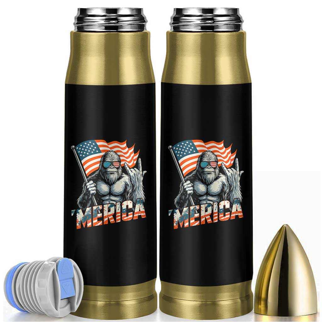 Funny Bigfoot Merica 4th Of July Bullet Tumbler American Flag Patriotic Sasquatch - Wonder Print Shop