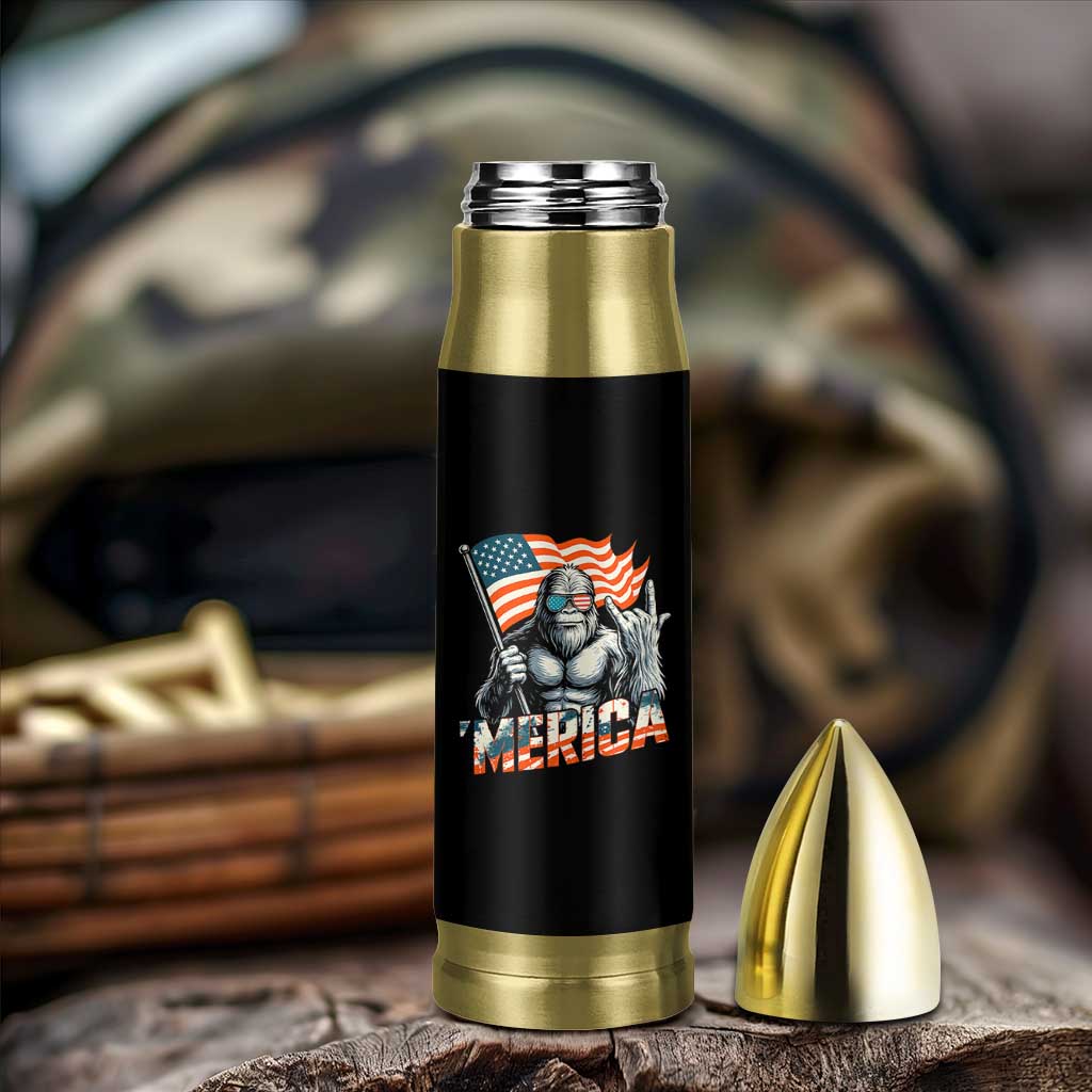 Funny Bigfoot Merica 4th Of July Bullet Tumbler American Flag Patriotic Sasquatch - Wonder Print Shop