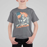 Funny Bigfoot Merica 4th Of July T Shirt For Kid American Flag Patriotic Sasquatch - Wonder Print Shop