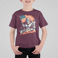 Funny Bigfoot Merica 4th Of July T Shirt For Kid American Flag Patriotic Sasquatch - Wonder Print Shop