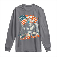 Funny Bigfoot Merica 4th Of July Long Sleeve Shirt American Flag Patriotic Sasquatch - Wonder Print Shop