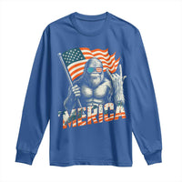 Funny Bigfoot Merica 4th Of July Long Sleeve Shirt American Flag Patriotic Sasquatch - Wonder Print Shop