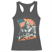 Funny Bigfoot Merica 4th Of July Racerback Tank Top American Flag Patriotic Sasquatch - Wonder Print Shop