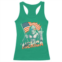 Funny Bigfoot Merica 4th Of July Racerback Tank Top American Flag Patriotic Sasquatch - Wonder Print Shop