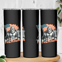 Funny Bigfoot Merica 4th Of July Skinny Tumbler American Flag Patriotic Sasquatch - Wonder Print Shop