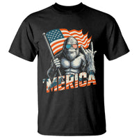 Funny Bigfoot Merica 4th Of July T Shirt American Flag Patriotic Sasquatch - Wonder Print Shop