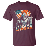 Funny Bigfoot Merica 4th Of July T Shirt American Flag Patriotic Sasquatch - Wonder Print Shop