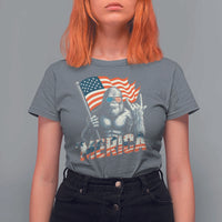 Funny Bigfoot Merica 4th Of July T Shirt For Women American Flag Patriotic Sasquatch - Wonder Print Shop
