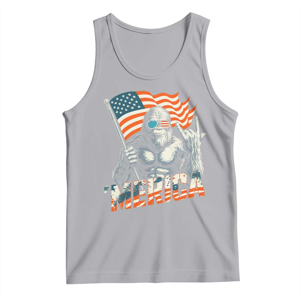 Funny Bigfoot Merica 4th Of July Tank Top American Flag Patriotic Sasquatch - Wonder Print Shop