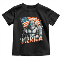 Funny Bigfoot Merica 4th Of July Toddler T Shirt American Flag Patriotic Sasquatch - Wonder Print Shop