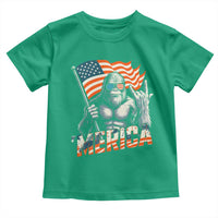 Funny Bigfoot Merica 4th Of July Toddler T Shirt American Flag Patriotic Sasquatch - Wonder Print Shop