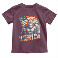 Funny Bigfoot Merica 4th Of July Toddler T Shirt American Flag Patriotic Sasquatch - Wonder Print Shop