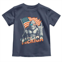 Funny Bigfoot Merica 4th Of July Toddler T Shirt American Flag Patriotic Sasquatch - Wonder Print Shop