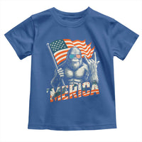 Funny Bigfoot Merica 4th Of July Toddler T Shirt American Flag Patriotic Sasquatch - Wonder Print Shop