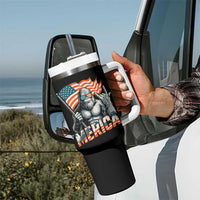 Funny Bigfoot Merica 4th Of July Tumbler With Handle American Flag Patriotic Sasquatch - Wonder Print Shop