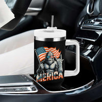 Funny Bigfoot Merica 4th Of July Tumbler With Handle American Flag Patriotic Sasquatch - Wonder Print Shop