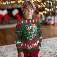 Funny Bigfoot Merica 4th Of July Knitted Sweatshirt American Flag Patriotic Sasquatch - Wonder Print Shop