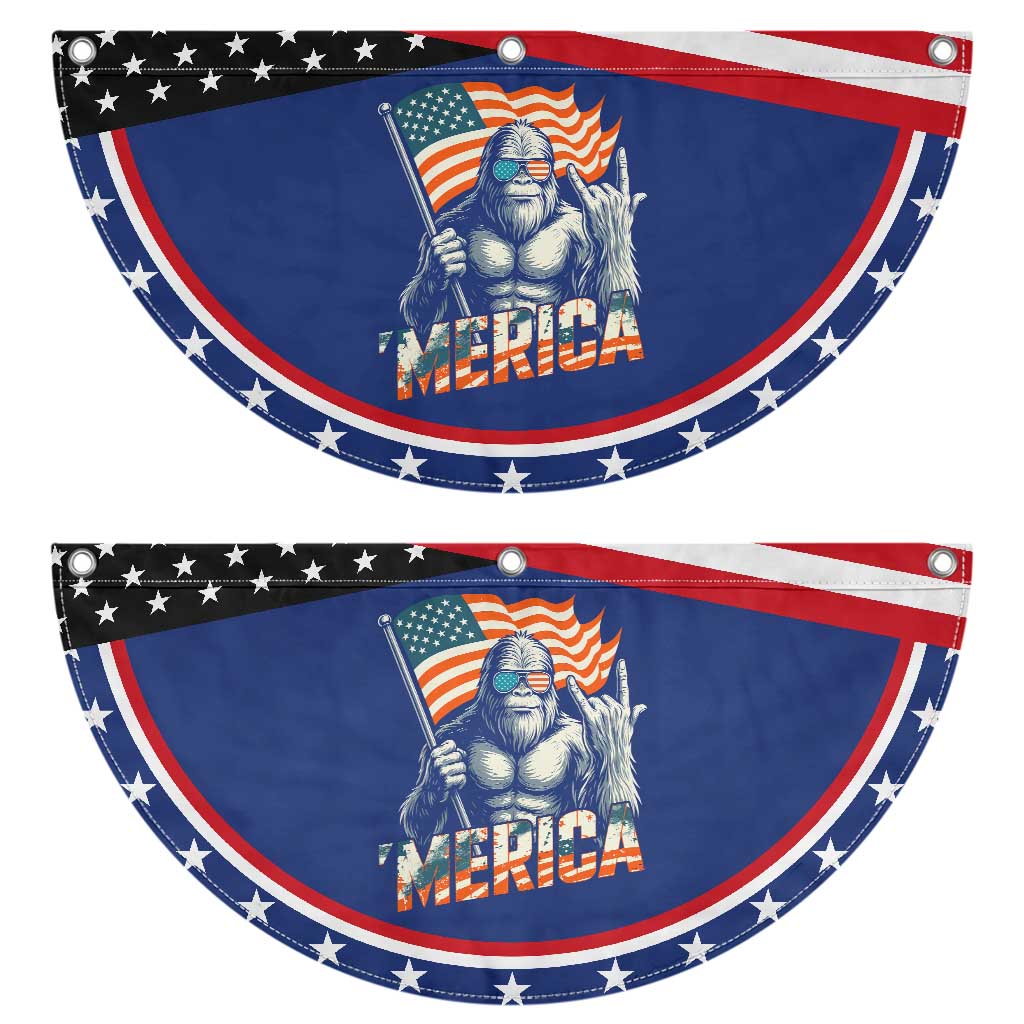 Funny Bigfoot Merica 4th Of July Patriotic Fan Flag American Flag Sasquatch