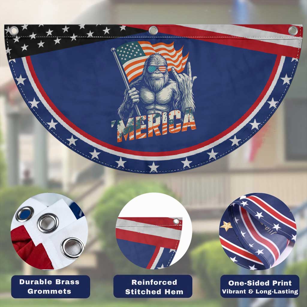 Funny Bigfoot Merica 4th Of July Patriotic Fan Flag American Flag Sasquatch