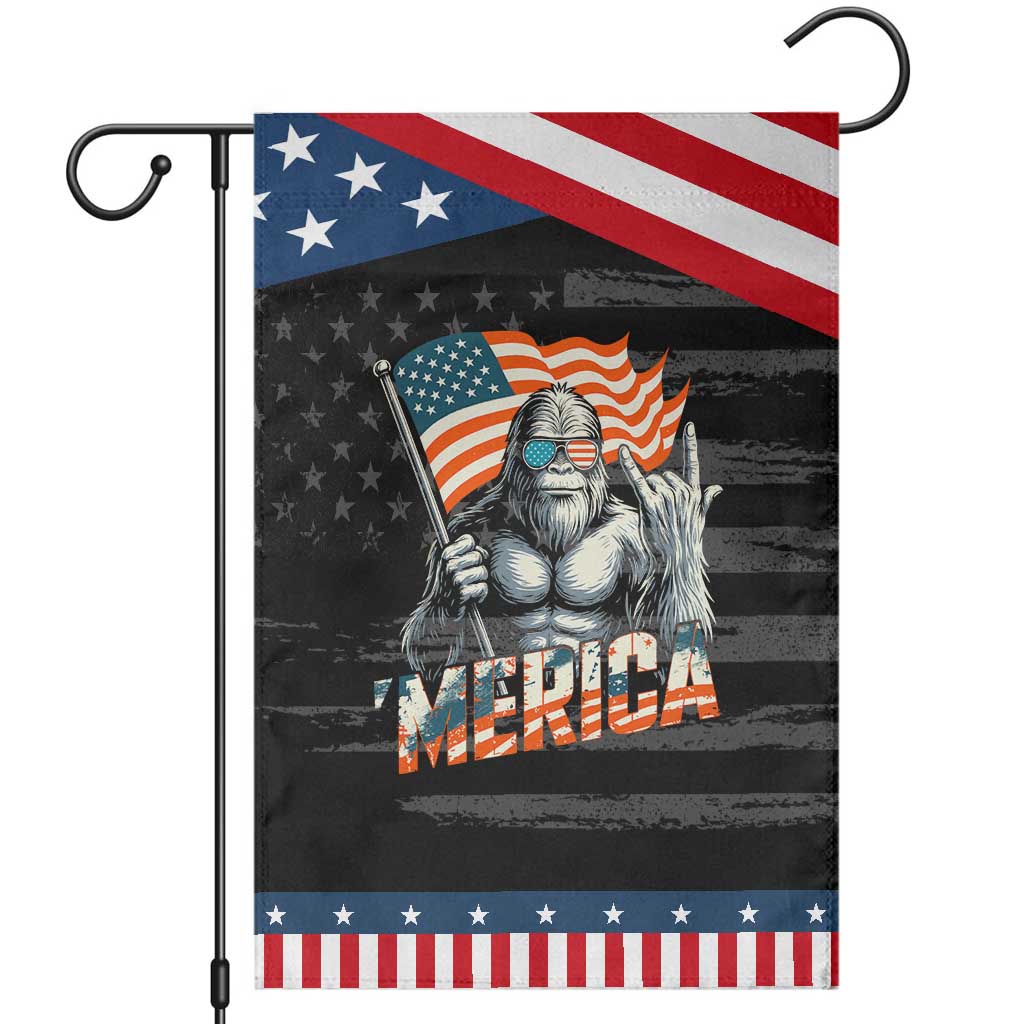 Funny Bigfoot Merica 4th Of July Garden Flag American Flag Patriotic Sasquatch